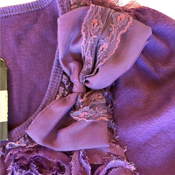 Rye Purple Very Fairy Coquette Mesh Front Cardi with Bow and Lace Trim XS NWT - Picture 5 of 14